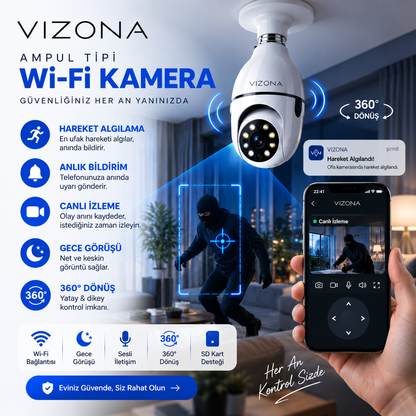 Vizona 360 derece akıllı wi-fi ampul kamera