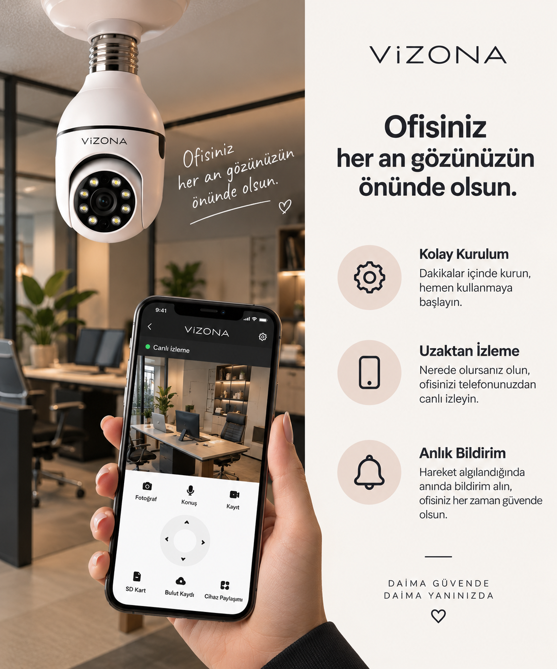 Vizona 360 derece akıllı wi-fi ampul kamera